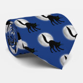 Halloween Volle Maan Zwarte Katten Patroon Stropda Stropdas (Opgerold)