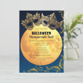 Halloween Vollemaansmaskeradebal Kaart (Staand voorkant)