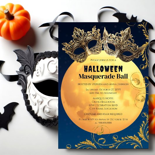 Halloween Vollemaansmaskeradebal Kaart