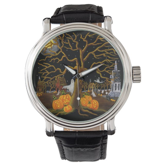 Halloween, volwassen, horloge, geesten, Jack-O-lan Horloge (Voorkant)