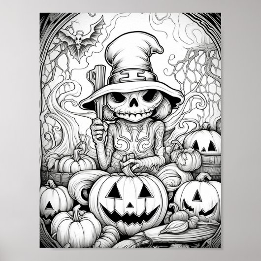 Halloween volwassen kleuring poster (Voorkant)