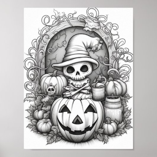 Halloween volwassen kleuring poster (Voorkant)