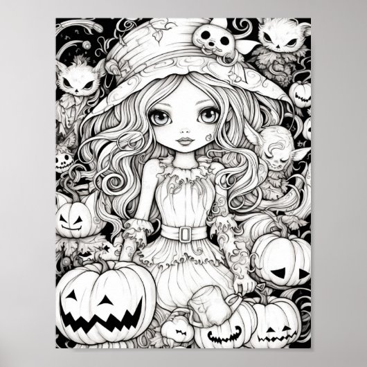 Halloween volwassen kleuring poster (Voorkant)