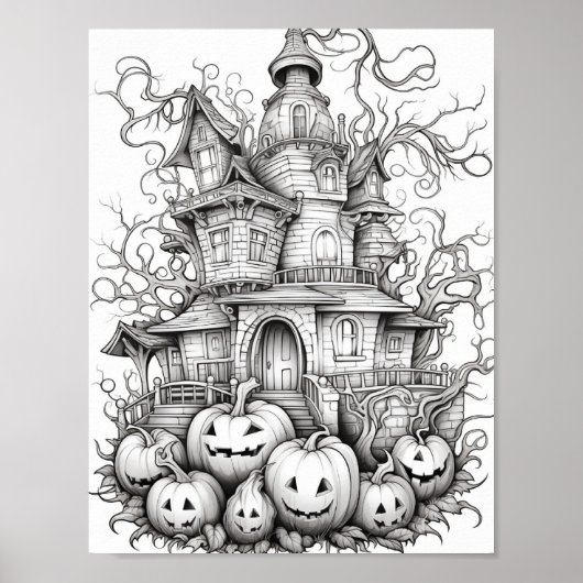 Halloween volwassen kleuring poster (Voorkant)