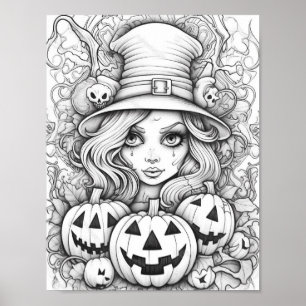 Halloween volwassen kleuring poster