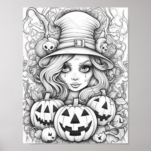 Halloween volwassen kleuring poster (Voorkant)