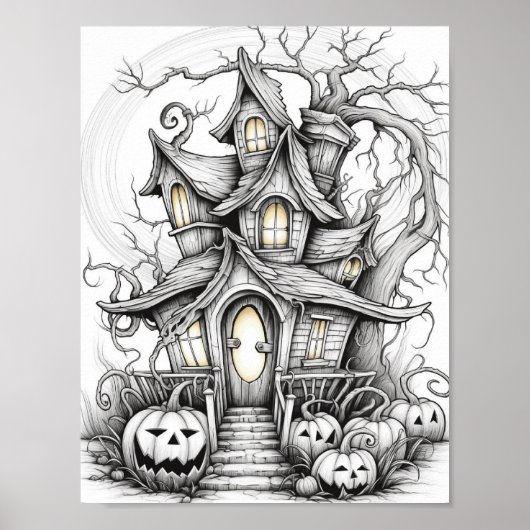 Halloween volwassen kleuring poster (Voorkant)