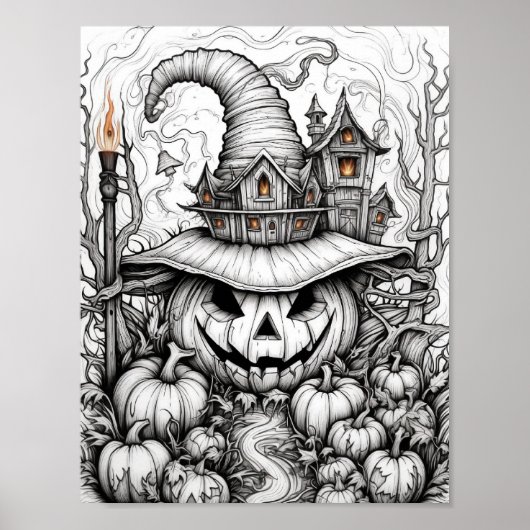 Halloween volwassen kleuring poster (Voorkant)
