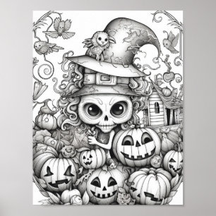 Halloween volwassen kleuring poster