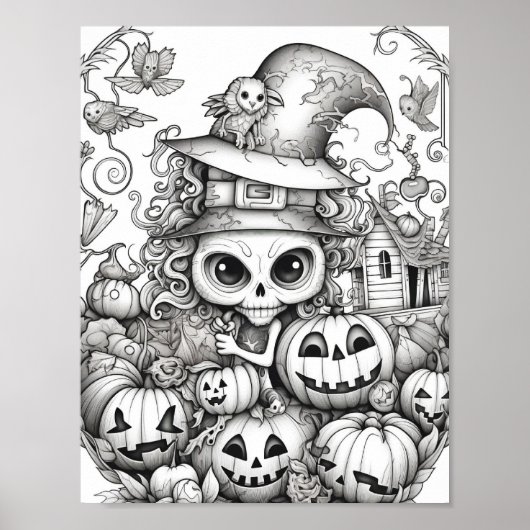 Halloween volwassen kleuring poster (Voorkant)