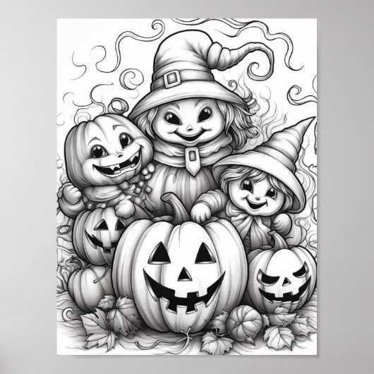 Halloween volwassen kleuring poster (Voorkant)