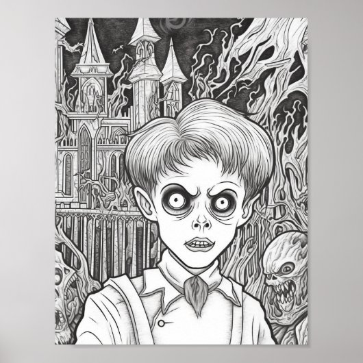 Halloween volwassen kleuring poster (Voorkant)