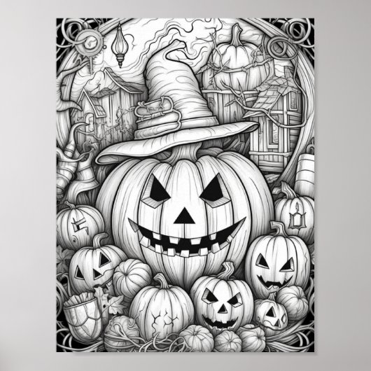 Halloween volwassen kleuring poster (Voorkant)