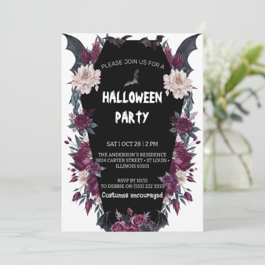 Halloween Volwassenen Spooky Gothic Kostuumfeest Kaart (Staand voorkant)