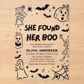 Halloween vond haar Boo Vrijgezellenfeest Acryl Uitnodigingen (Voorkant)