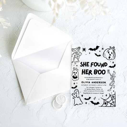 Halloween vond haar Boo Vrijgezellenfeest Acryl Uitnodigingen