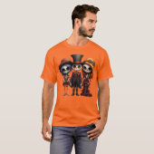 Halloween voodoo poppen griezelig tux skelet t-shirt (Voorkant volledig)