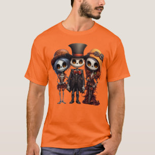 Halloween voodoo poppen griezelig tux skelet t-shirt