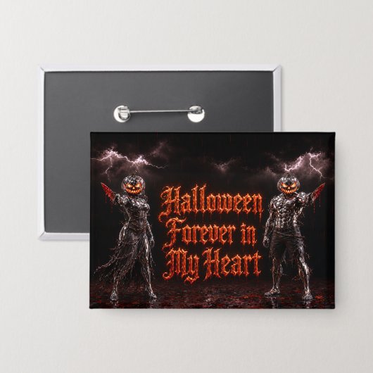 Halloween Voor Altijd In Mijn Hart Gotische Pompoe Button (Voorkant / Achterkant)