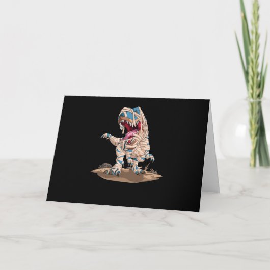 Halloween voor jongens Kinder Dinosaur T rex Mummy Kaart (Voorkant)