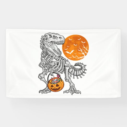 Halloween voor Jongens Kinder Dinosaurus Skelet Tr Spandoek (Horizontaal)