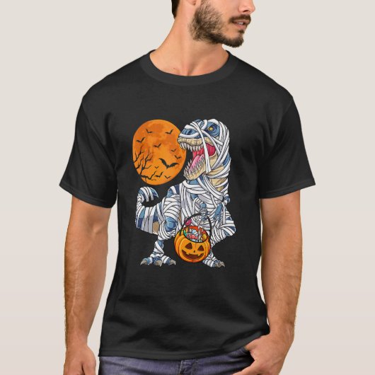 Halloween voor jongens Mannen Dinosaur Rex Mummy p T-shirt (Voorkant)