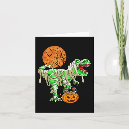 Halloween voor jongens Mannen Dinosaur T-rex Mummy Kaart (Voorkant)