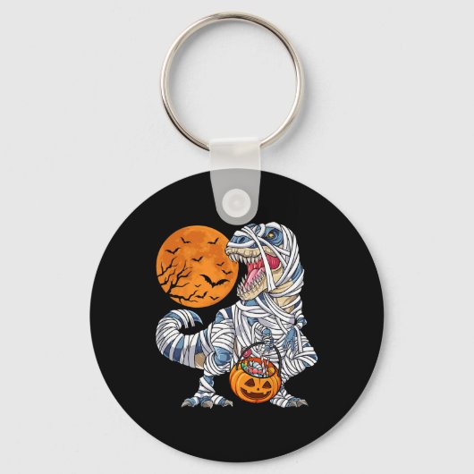Halloween voor jongens Mannen Dinosaur T rex Mummy Sleutelhanger (Voorkant)