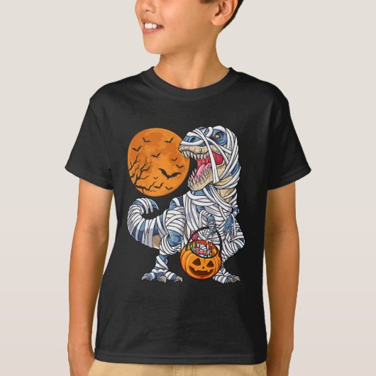 Halloween voor jongens Mannen Dinosaur T rex Mummy T-shirt (Voorkant)