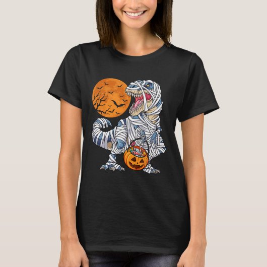Halloween voor jongens Mannen Dinosaur T rex Mummy T-shirt (Voorkant)