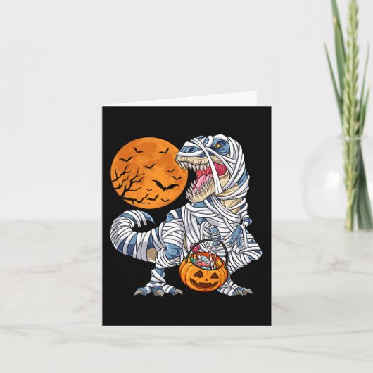 Halloween voor jongens Mannen Dinosaur Trex Mummy  Kaart (Voorkant)