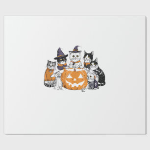 halloween voor kat Schattige Kittens Geest Skelet  Cadeaupapier