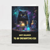 Halloween voor kinderen Schattige Black Cat Magic Kaart (Voorkant)