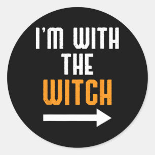 Halloween voor mannen Ik ben met de heks plezier H Ronde Sticker