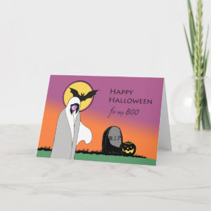 Halloween voor mijn Boo, Boo-vriend, Ghost, Bat Kaart