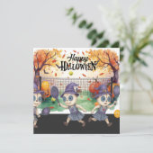Halloween voor Pickleball Speler Feestje  Feestdagenkaart (Staand voorkant)