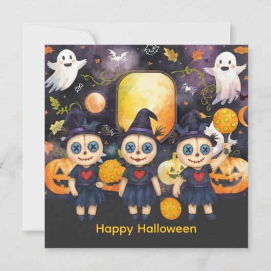 Halloween voor Pickleball Speler Feestje Feestdagenkaart (Voorkant)