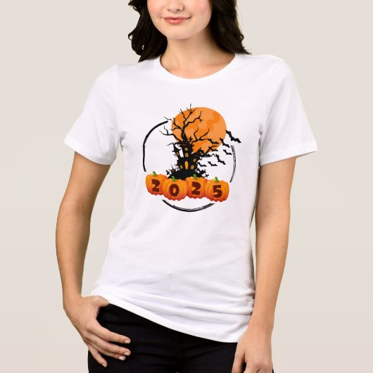 Halloween voor pompoen gezicht Tri-Blend shirt (Voorkant)