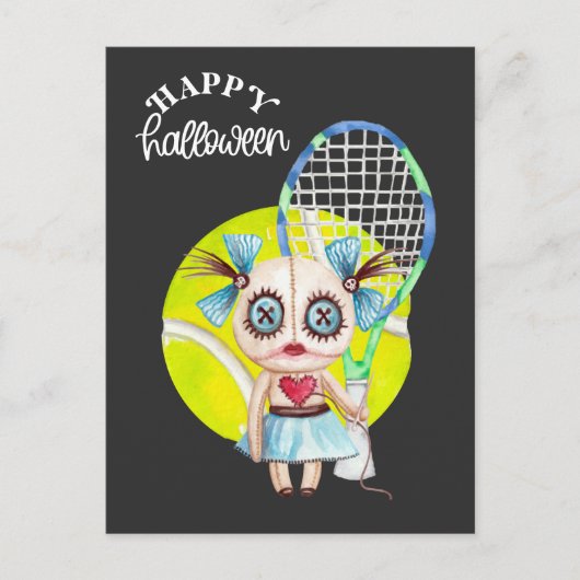 Halloween voor tennisser met racket feestdagenkaart (Voorkant)
