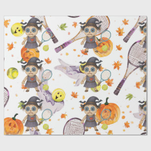 Halloween voor tennisspeler cadeaupapier