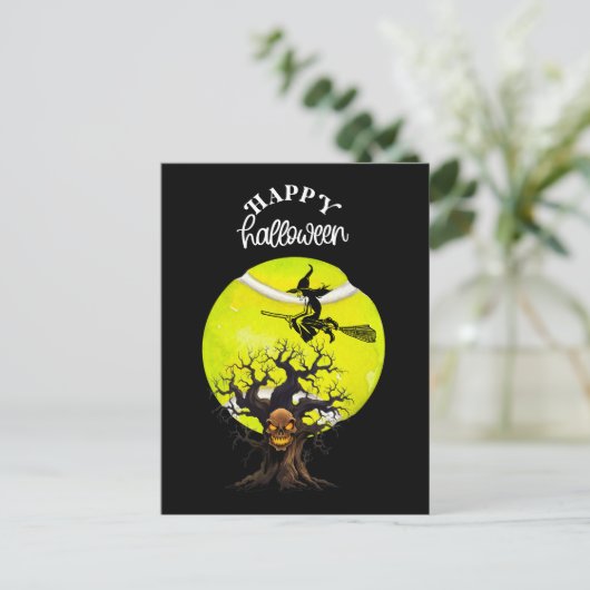 Halloween voor tennisspeler feestdagenkaart (Staand voorkant)
