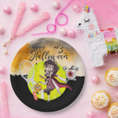 Halloween voor tennisspeler met racket en bal papieren bordje (Feest)