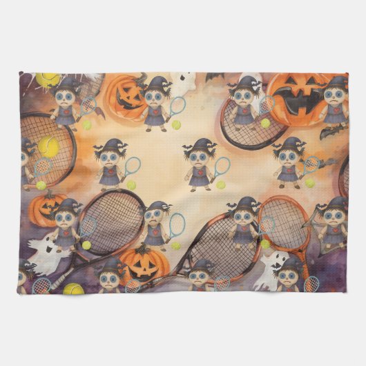 Halloween voor tennisspeler theedoek (Horizontaal)