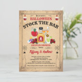 Halloween voorraad de bar koppels douche uitnodigi kaart (Staand voorkant)