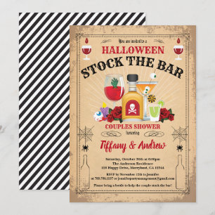 Halloween voorraad de bar koppels douche uitnodigi kaart