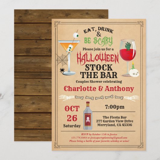 Halloween voorraadt de bar paren douchen rustig kaart (Voorkant / Achterkant)