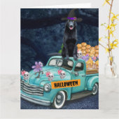 Halloween-vrachtwagen met Duitse herdershond Griez Kaart (Gele Bloem)