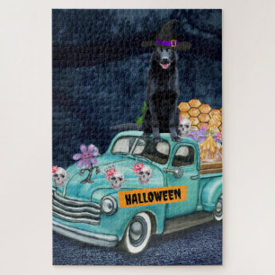 Halloween vrachtwagen met Duitse herdershond is en Legpuzzel