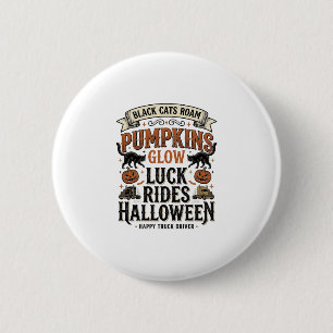 Halloween vrachtwagenchauffeur shirt met zwarte ka ronde button 5,7 cm