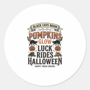 Halloween vrachtwagenchauffeur shirt met zwarte ka ronde sticker